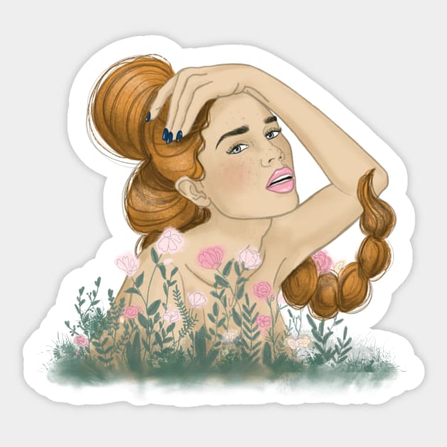 Hiding in the flowers Sticker by MaLaaArt